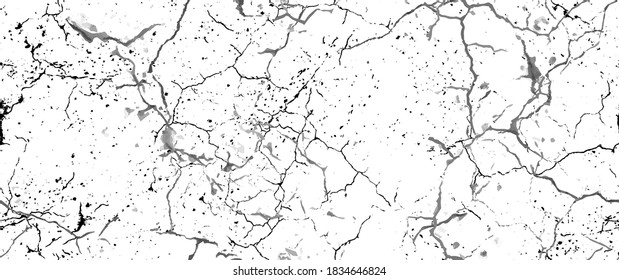 Distress Grunge Texture. Seamless Pattern. Halftone Old, Retro Background. Broken, Cracked Wall Texture. Scratched, Dirt Print. Black and White Grunge Style. Noise Rough Design. Vector Illustration.