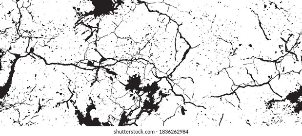 La textura de desgarre de la angustia. Patrón sin inconvenientes. Fondo Retro Antiguo De Medio Tono. Textura de pared rota y rota. Impresión Scratched, Dirt. Estilo de Grunge negro y blanco. Diseño ruidoso. Ilustración vectorial.
