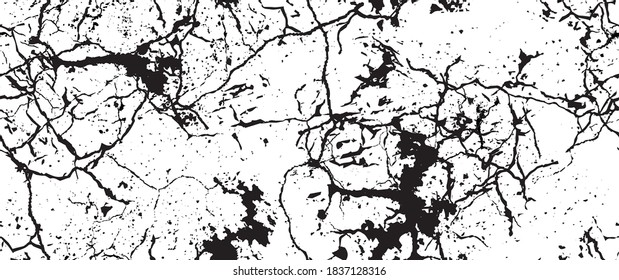 La textura de desgarre de la angustia. Patrón sin inconvenientes. Fondo Retro Antiguo De Medio Tono. Textura de pared rota y rota. Impresión Scratched, Dirt. Estilo de Grunge negro y blanco. Diseño ruidoso. Ilustración vectorial.