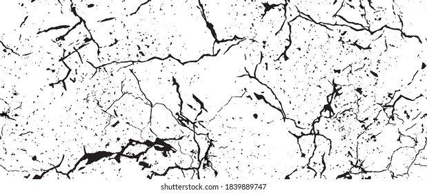 Distress Grunge Texture. Seamless Pattern. Halftone Old, Retro Background. Broken, Cracked Wall Texture. Scratched, Dirt Print. Black and White Grunge Style. Noise Rough Design. Vector Illustration.