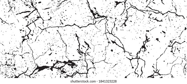 Distress Grunge Texture. Seamless Pattern. Halftone Old, Retro Background. Broken, Cracked Wall Texture. Scratched, Dirt Print. Black and White Grunge Style. Noise Rough Design. Vector Illustration.