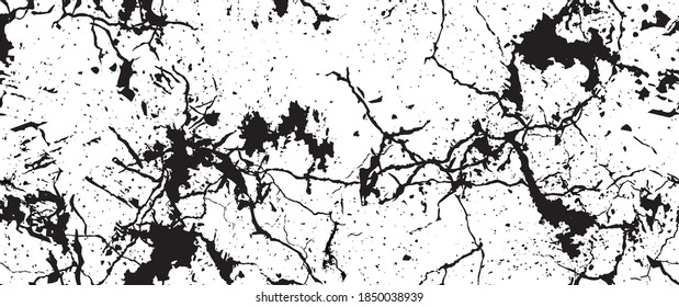 Distress Grunge Texture. Seamless Pattern. Halftone Old, Retro Background. Broken, Cracked Wall Texture. Scratched, Dirt Print. Black and White Grunge Style. Noise Rough Design. Vector Illustration.