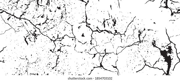 Distress Grunge Texture. Seamless Pattern. Halftone Old, Retro Background. Broken, Cracked Wall Texture. Scratched, Dirt Print. Black and White Grunge Style. Noise Rough Design. Vector Illustration.