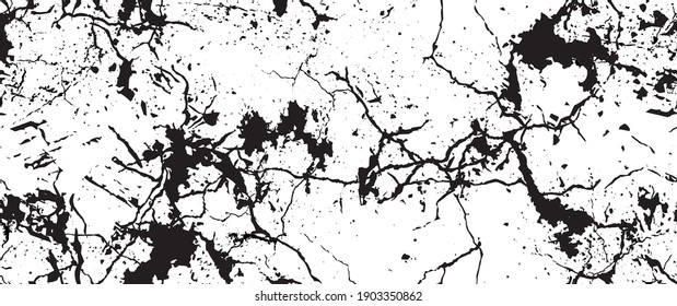 Distress Grunge Texture. Seamless Pattern. Halftone Old, Retro Background. Broken, Cracked Wall Texture. Scratched, Dirt Print. Black and White Grunge Style. Noise Rough Design. Vector Illustration.
