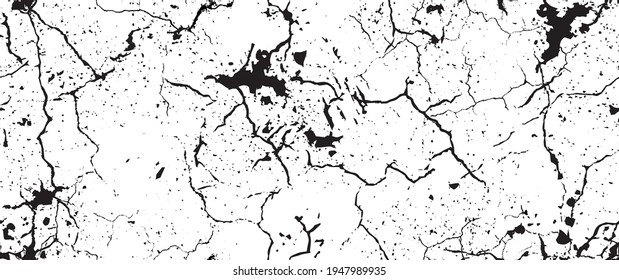 Distress Grunge Texture. Seamless Pattern. Halftone Old, Retro Background. Broken, Cracked Wall Texture. Scratched, Dirt Print. Black and White Grunge Style. Noise Rough Design. Vector Illustration.