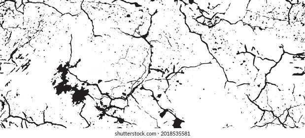 Distress Grunge Texture. Seamless Pattern. Halftone Old, Retro Background. Broken, Cracked Wall Texture. Scratched, Dirt Print. Black and White Grunge Style. Noise Rough Design. Vector Illustration.