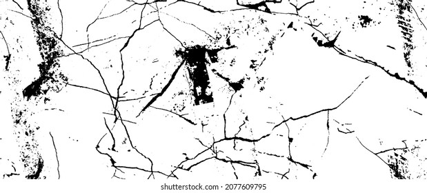 Distress Grunge Texture. Seamless Pattern. Halftone Old, Retro Background. Broken, Cracked Wall Texture. Scratched, Dirt Print. Black and White Grunge Style. Noise Rough Design. Vector Illustration.