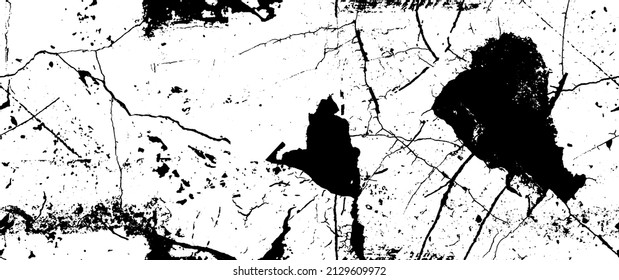 Distress Grunge Texture. Seamless Pattern. Halftone Old, Retro Background. Broken, Cracked Wall Texture. Scratched, Dirt Print. Black and White Grunge Style. Noise Rough Design. Vector Illustration.