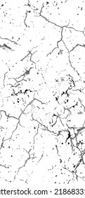 Distress Grunge Texture. Seamless Pattern. Halftone Old, Retro Background. Broken, Cracked Wall Texture. Scratched, Dirt Print. Black and White Grunge Style. Noise Rough Design. Vector Illustration.