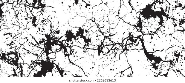 La textura de desgarre de la angustia. Patrón sin inconvenientes. Fondo Retro Antiguo De Medio Tono. Textura de pared rota y rota. Impresión Scratched, Dirt. Estilo de Grunge negro y blanco. Diseño ruidoso. Ilustración vectorial.