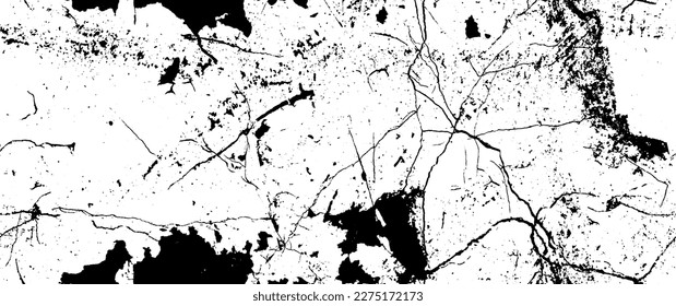 Distress Grunge Texture. Seamless Pattern. Halftone Old, Retro Background. Broken, Cracked Wall Texture. Scratched, Dirt Print. Black and White Grunge Style. Noise Rough Design. Vector Illustration.