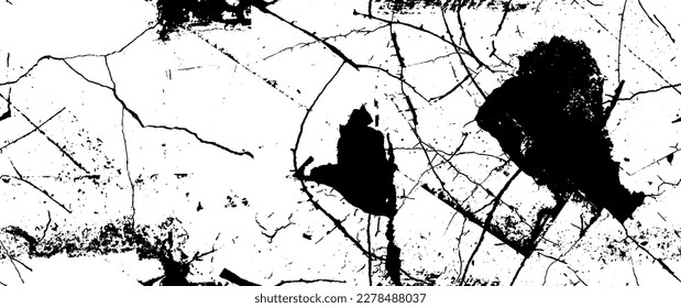 Not Grunge Texture. Nahtloses Muster. Halftone alt, Retro-Hintergrund. Gebrochen, Mauer gebrochen. Geschätzt, dunkel drucken. Schwarz-Weiß-Grunge-Stil. Geräuscharmes Design. Vektorgrafik.