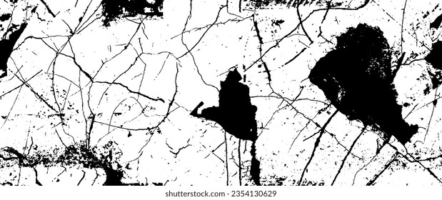 Distress Grunge Texture. Seamless Pattern. Halftone Old, Retro Background. Broken, Cracked Wall Texture. Scratched, Dirt Print. Black and White Grunge Style. Noise Rough Design. Vector Illustration.