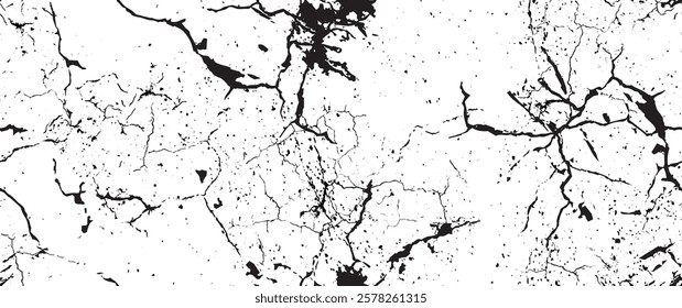 Distress Grunge Texture. Seamless Pattern. Halftone Old, Retro Background. Broken, Cracked Wall Texture. Scratched, Dirt Print. Black and White Grunge Style. Noise Rough Design. Vector Illustration.