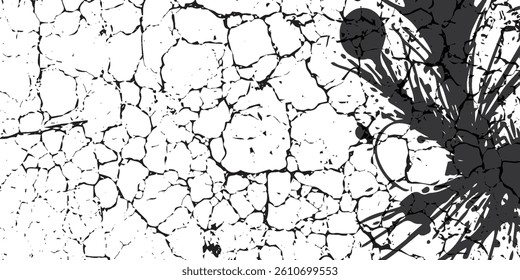 Distress Grunge Texture. Seamless Pattern. Halftone Old, Retro Background. Broken, Cracked Wall Texture. Scratched, Dirt Print. Black and White Grunge Style. Noise Rough Design. eps 10