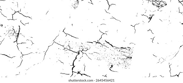 Distress Grunge Texture. Seamless Pattern. Halftone Old, Retro Background. Broken, Cracked Wall Texture. Scratched, Dirt Print. Black and White Grunge Style. Noise Rough Design. Vector Illustration.
