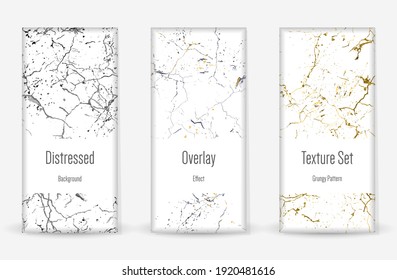 Distress Grunge Texture Set. Scratched Dirt Print.