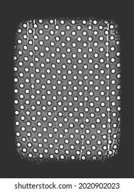 Textura vectorial de grunge de socorro de tela con ornamento de punto de polka y viñeta. Fondo blanco y negro. ilustración EPS 8