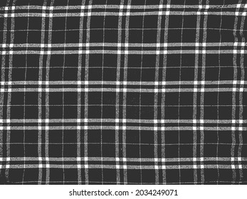 Distress grunge vector texture of fabric, bag, sack, sac, sackcloth, bagging, sacking, tartan, carpet, blanket plaid Black and white background EPS 8 illustration