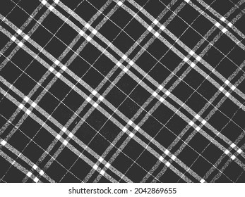 Distress grunge vector texture of fabric, bag, sack, sac, sackcloth, bagging, sacking, tartan, carpet, blanket plaid Black and white background EPS 8 illustration