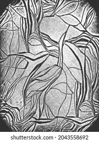 Distress grunge vector texture of fabric with zebra ornament. Black and white background. EPS 8 illustration
