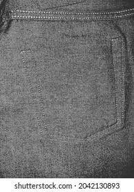 Distress grunge vector texture of jeans fabric with holes, bag, sack, sac, sackcloth, bagging, sacking. Black and white background. EPS 8 illustration