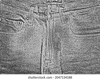 Distress grunge vector texture of jeans fabric with holes, bag, sack, sac, sackcloth, bagging, sacking. Black and white background. EPS 8 illustration