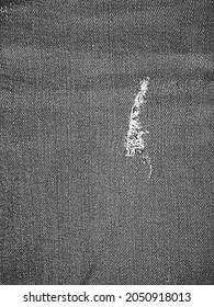 Distress grunge vector texture of jeans fabric with holes, bag, sack, sac, sackcloth, bagging, sacking. Black and white background. EPS 8 illustration