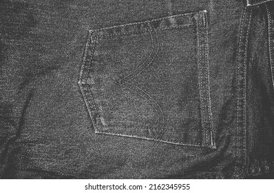 Distress grunge vector texture of jeans with holes. Black and white background. EPS 8 illustration