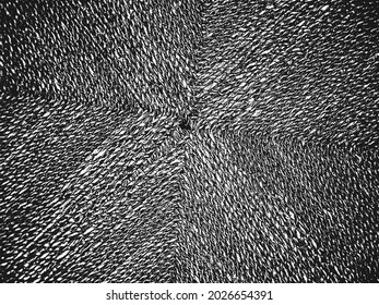 Distress grunge vector texture of wicker rope, vine with ornament. Black and white background EPS 8 illustration