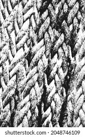 Distress grunge vector texture of wicker rope. Black and white background. EPS 8 illustration