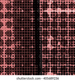 Distress halftone texture with vertical line.