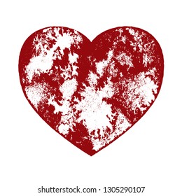 Distress heart shape. Creative Valentine day grunge isolated artistic design template. EPS10 vector.