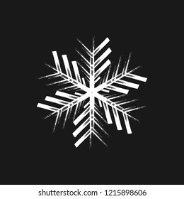 Distress marker painted snowflake shape. Grunge isolated star. Brushed grainy christmas design template. Icon, badge, label, certificate background. Artistic design element. EPS10 vector.