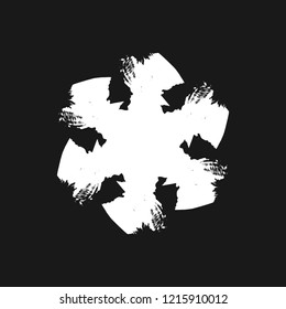 Distress marker painted snowflake shape. Grunge isolated star. Brushed grainy christmas design template. Icon, badge, label, certificate background. Artistic design element. EPS10 vector.