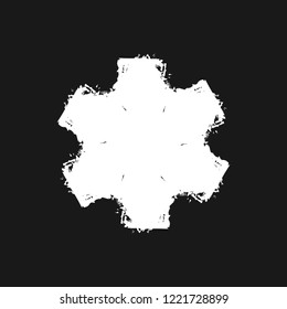 Distress marker painted snowflake shape. Grunge isolated star. Brushed grainy christmas design template. Icon, badge, label, certificate background. Artistic high detailed design element. EPS10 vector