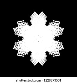 Distress marker painted snowflake shape. Grunge isolated star. Brushed grainy christmas design template. Icon, badge, label, certificate background. Artistic high detailed design element. EPS10 vector