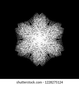 Distress marker painted snowflake shape. Grunge isolated star. Brushed grainy christmas design template. Icon, badge, label, certificate background. Artistic high detailed design element. EPS10 vector