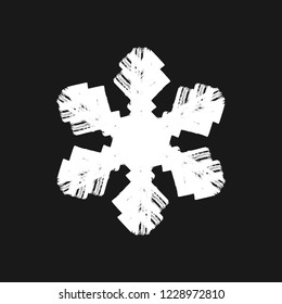 Distress marker painted snowflake shape. Grunge isolated star. Brushed grainy christmas design template. Icon, badge, label, certificate background. Artistic design element. EPS10 vector.