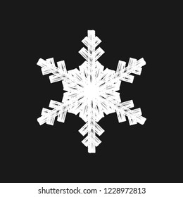 Distress marker painted snowflake shape. Grunge isolated star. Brushed grainy christmas design template. Icon, badge, label, certificate background. Artistic design element. EPS10 vector.
