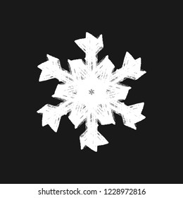 Distress marker painted snowflake shape. Grunge isolated star. Brushed grainy christmas design template. Icon, badge, label, certificate background. Artistic design element. EPS10 vector.