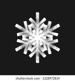 Distress marker painted snowflake shape. Grunge isolated star. Brushed grainy christmas design template. Icon, badge, label, certificate background. Artistic design element. EPS10 vector.