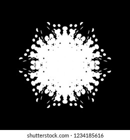 Distress marker painted snowflake shape. Grunge isolated star. Brushed grainy christmas design template. Icon, badge, label, certificate background. Artistic high detailed design element. EPS10 vector