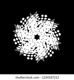 Distress marker painted snowflake shape. Grunge isolated star. Brushed grainy christmas design template. Icon, badge, label, certificate background. Artistic high detailed design element. EPS10 vector