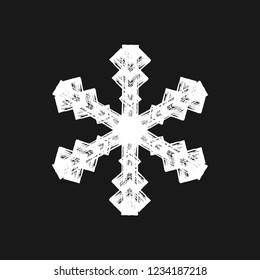 Distress marker painted snowflake shape. Grunge isolated star. Brushed grainy christmas design template. Icon, badge, label, certificate background. Artistic high detailed design element. EPS10 vector