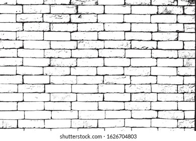 Distress old brick wall texture. Black and white grunge background. 