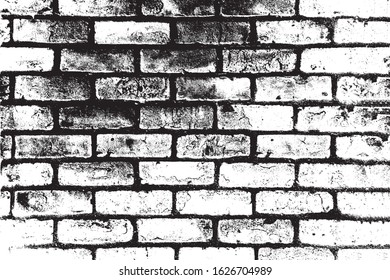 Distress old brick wall texture. Black and white grunge background. 