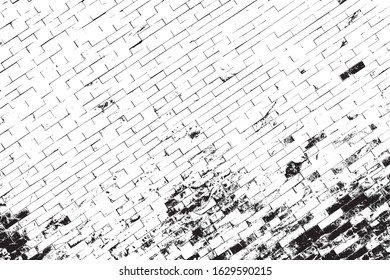Distress old brick wall texture. Black and white grunge background. 