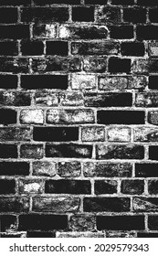 Distress old brick wall texture. Black and white grunge background. EPS8 vector illustration.