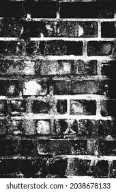 Distress old brick wall texture. Black and white grunge background. EPS8 vector illustration.